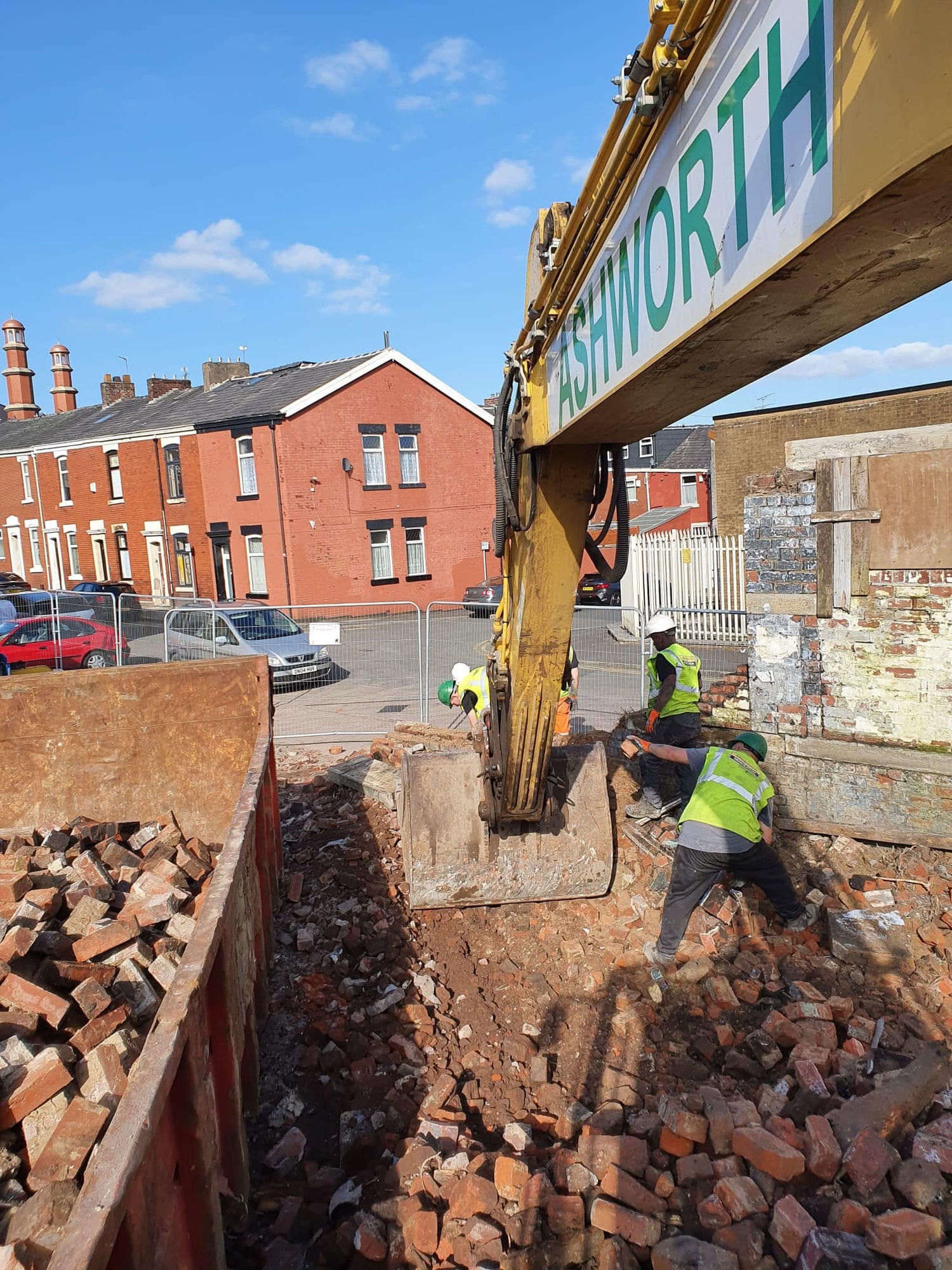 Brick reclamation and clearance on a terraced street
