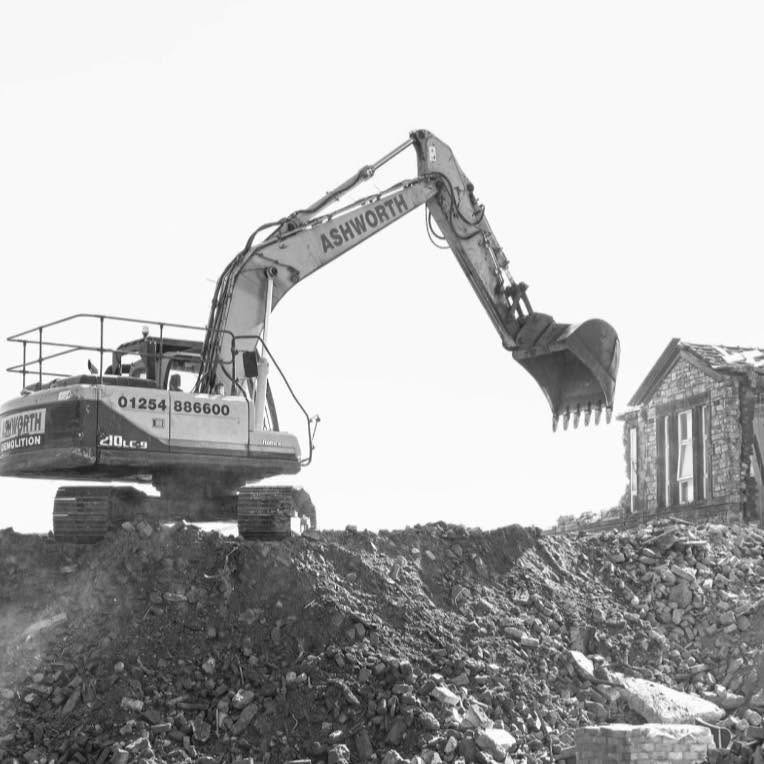 Ashworth Demolition excavator on a rubble mound