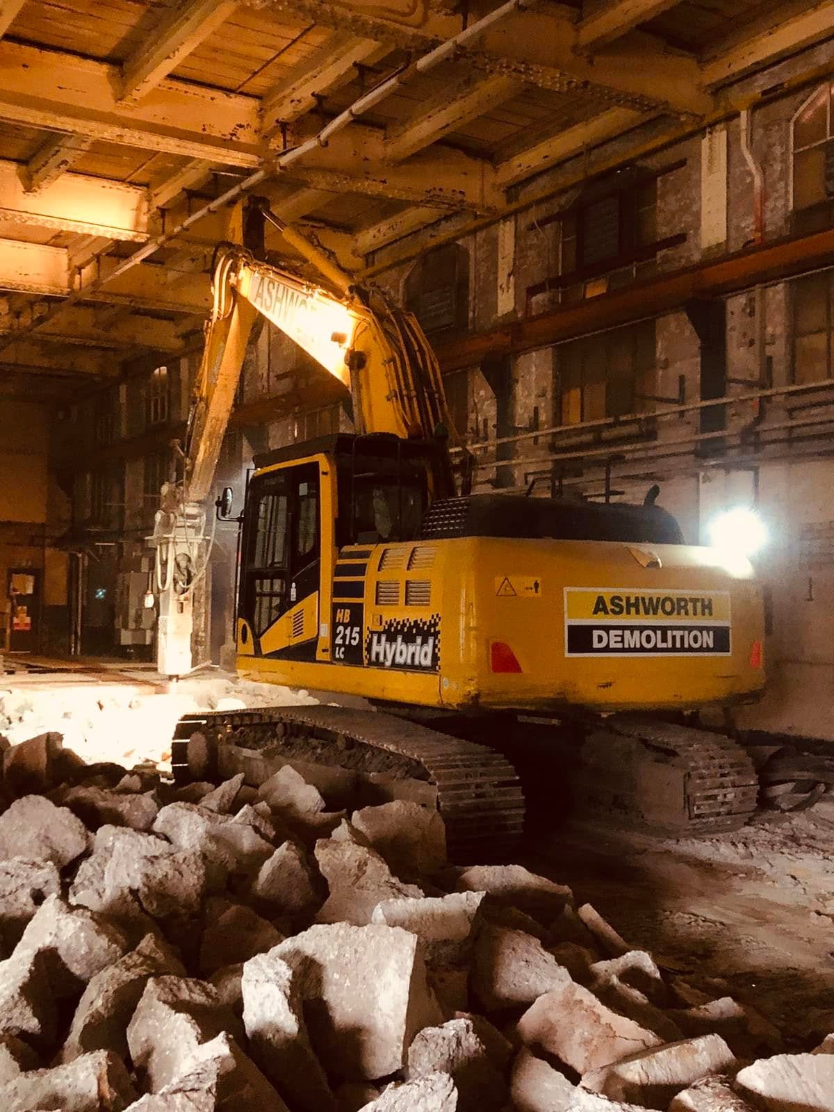 Night shift floor breaking inside industrial unit